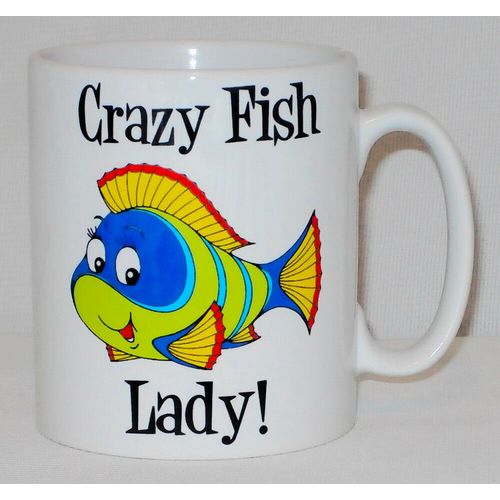 Crazy Fish Lady Mug Can Personalise Funny Animal Lover Keeper Angler Beware Gift