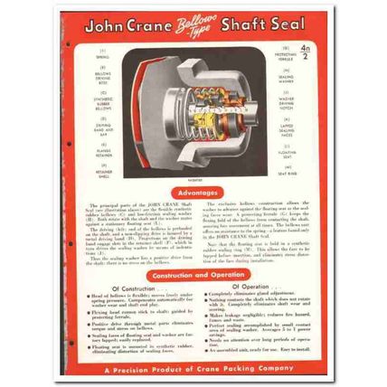 Crane Packing Company 1946 vintage industrial catalog shaft seal rings