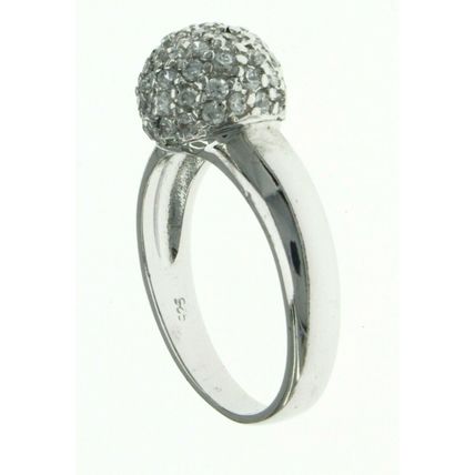 New Real Solid 925 Sterling Silver Fashion Disco 10 mm Dome Ball Pave Ring Band