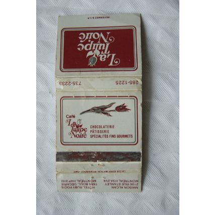 Matchbook Cover La Tulipe Noire Patisserie, Montreal