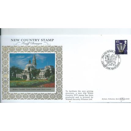 fdc benham silk first day cover wales regional sgw87 sg w187