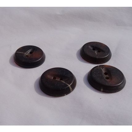 ZZ4 4 Tortoise Brown Buttons 22mm Fish Eye Disc 2 Hole Sewing Crafting
