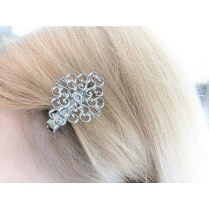 Antique style gold , silver or rose gold filigree alligator hair clip