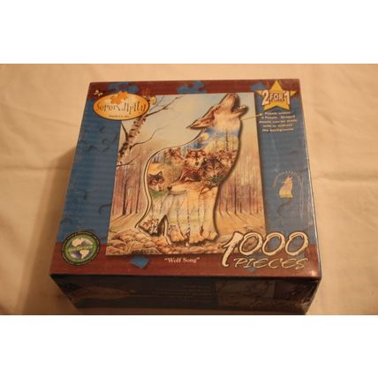 WOLF SONG 1000 PIECE SHAPED PUZZLE MOSTLY SEALED WOLF