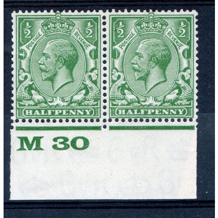 Sg418 1/2d Green M 30 Control pair mint never hinged (G278)