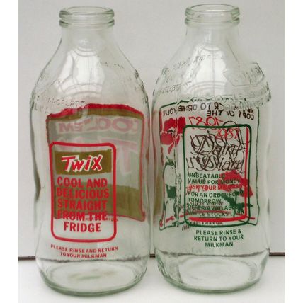 Vintage advertising Milk Bottles 1980's x 4 M8