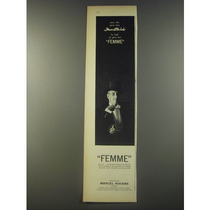 1956 Marcel Rochas Femme Perfume Ad - Once she gave him Moustache