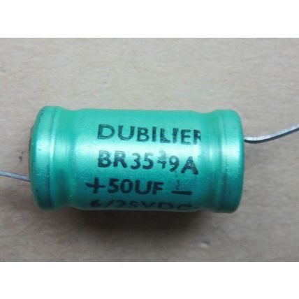 Dubilier 50µF 25V Electrolytic Capacitor. New Old Stock 1960s. Valve Amplifier ?