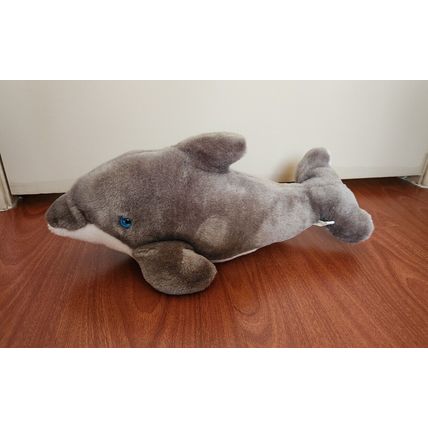 Gray Dolphin Plush Toy 14" blue eyes