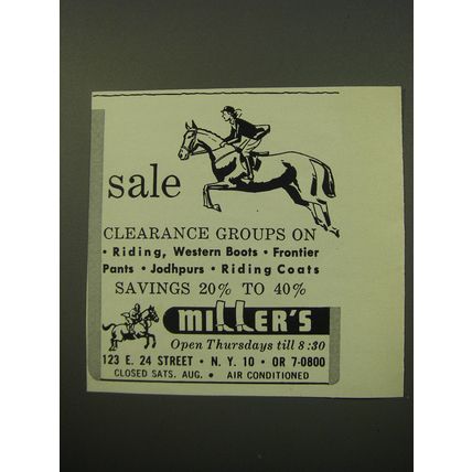 1959 Miller's Riding Clothes Advertisement - Sale Clearance groups