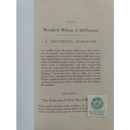 THE POLITICAL THOUGHT OF WOODROW WILSON edited by E DAVID CRONON