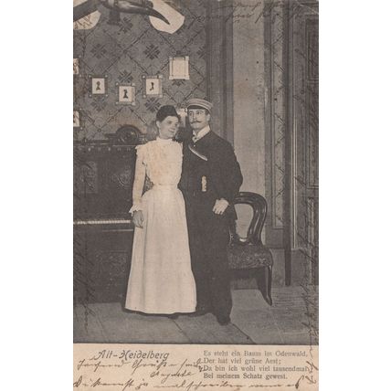 Heidelberg German Sea Cadet Military Wedding Piano Postcard