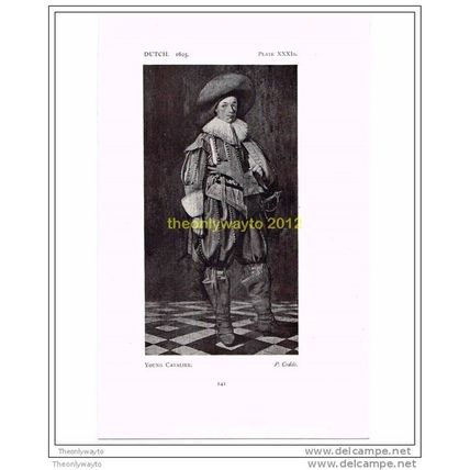 YOUNG CAVALIER, P CODDE, DUTCH, c1625, HISTORIC COSTUME, BOOK ILLUSTRATION