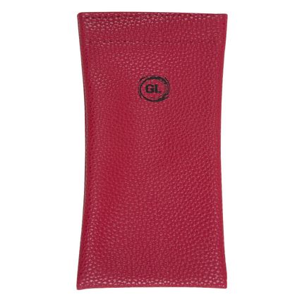 Soft Faux Leather Spring Snap Top Glasses Case (Red)
