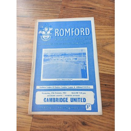 1962/63 Romford vs Cambridge United - Southern League ** FREE P&P **