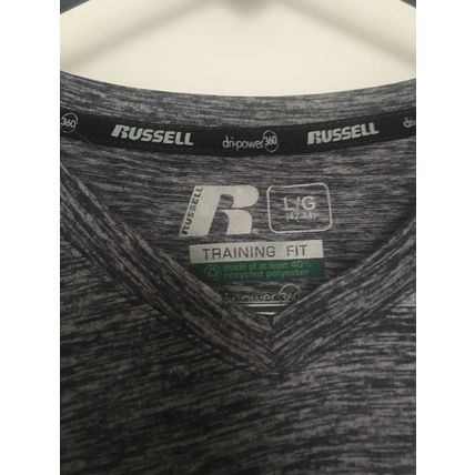 Russell Athletic Men's Gray Active Short Sleeve Shirt V-Neck Size Large