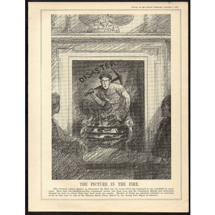 PICTURE IN THE FIRE 1934 Leonard Raven-Hill Gresford colliery PUNCH CARTOON PAGE