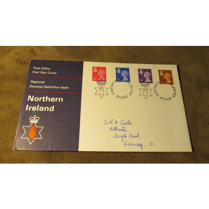 1971 GB FDC Cover - Northern Ireland regional decimal definitives