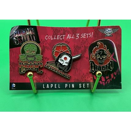 New Suicide Squad 3 Pin Set Killer Croc Katana Diablo Enamel Pin QM DC Comics