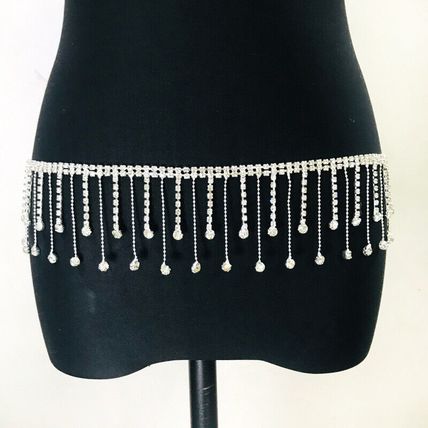 Women Diamante Chain Rhinestone Charm Belt Crystal Tassels Wedding Party Dance