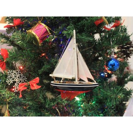 Pack Of 2] Wooden Endeavour Model Sailboat Christmas Ornament 9""