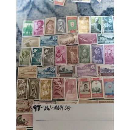 97 Spain Stamps ALL DIFFERENT! WW Foreign Lot Unused Mint MNH OG Lowest Price!!!