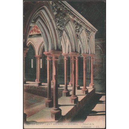 Détail de la Colonnade, Le Cloître, Le Mont-Saint-Michel, c.1910 - Lévy CPA LL85