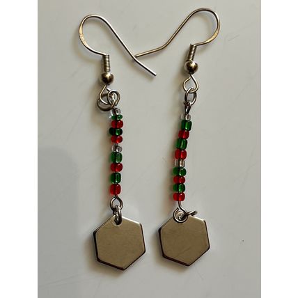 EARRINGS - HEXAGONAL DROP WITH BEADS
