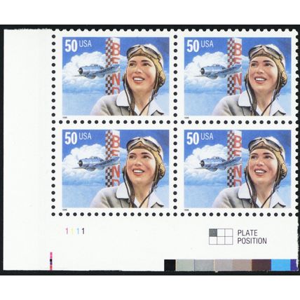 3066a, Mint NH 50¢ - Black Color Omitted Error Plate Block - Stuart Katz