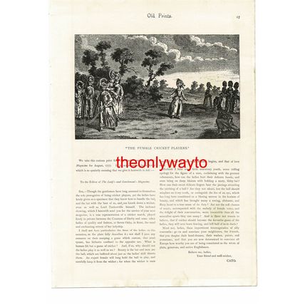 Female Cricket Players 1777 (Small Adverts On Reverse), Book Illustration, 1893