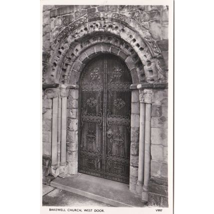 EC143 BAKEWELL CHURCH - WEST DOOR , RP POSTCARD