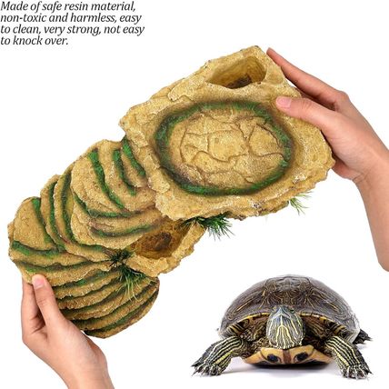 MINYULUA Turtle Basking Platform Reptile Terrarium Hideout Tortoise Resin Rock H