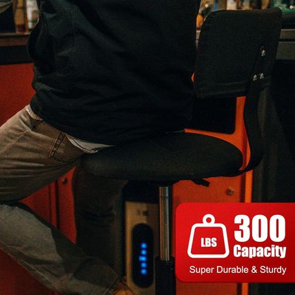 Shop Stool with Backrest, Mechanic Garage Stool for Workshop, Adjustable Stool C