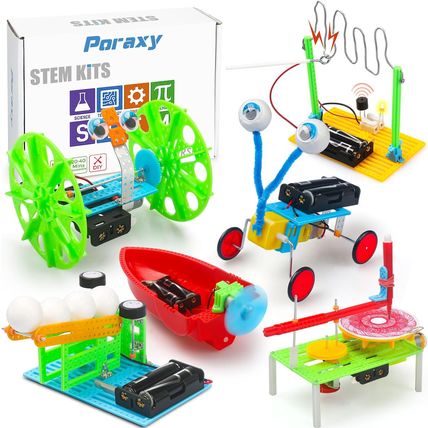 Poraxy 6 Set STEM Kits, Science Kits for Kids Age 5-7 8-12, DIY DC Motor Electri