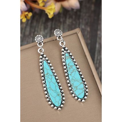 Silvery Vintage Bohemian Turquoise Alloy Earrings
