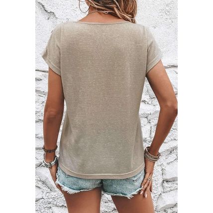 Smoke Gray RODEO Cowboy Graphic Buttoned Batwing Sleeve T Shirt