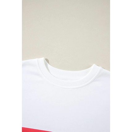 White Colorful Striped Accent Long Sleeve T Shirt
