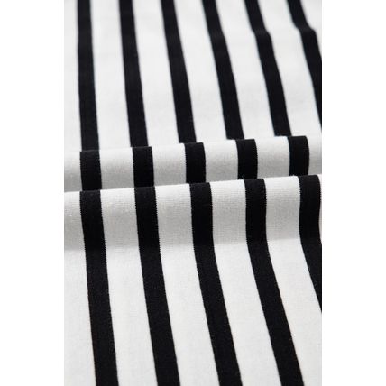 Black Stripe Contrast V Neck Collared Puff Sleeve T Shirt Mini Dress with Pocket
