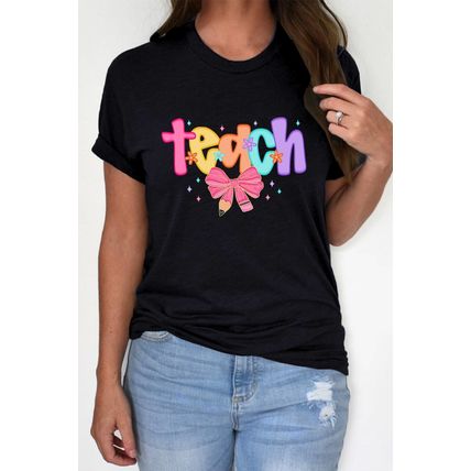Black Teach Graphic Holiday Summer Tee