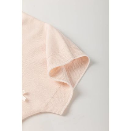 Oatmeal Pearl Bow Embellished Dolman Short Sleeve Sweater
