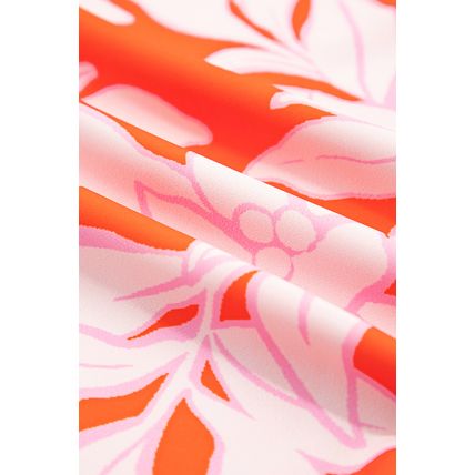 Orange Botanical Print Single Chest Pocket Button Up Shirt
