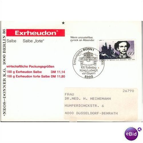 Germany SH FDI Postcard 1986 - King Ludwig of Bavaria