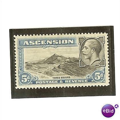 Ascension 1934 5d Black & Blue Three Sisters Mounted Mint MM SG 26 Sc 28