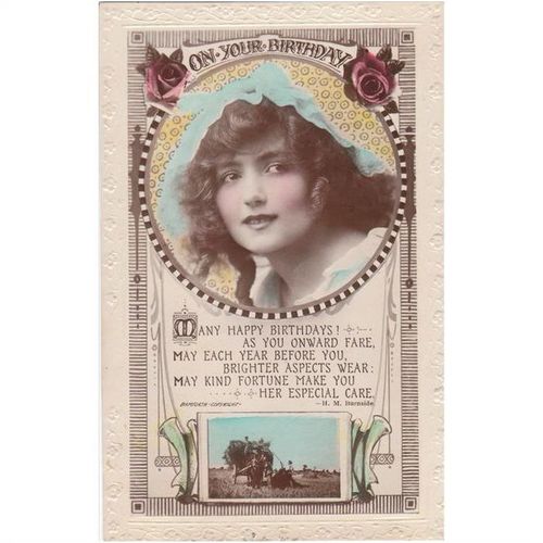 Head And Sholders Of A Young Female With A Blue Hat On Postcard (CH250)