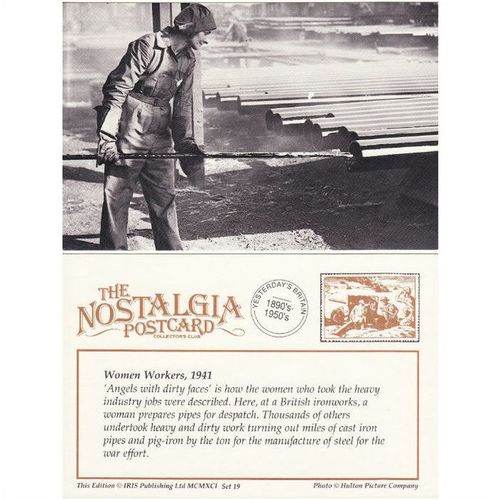 Postcard WW2 Woman Worker Ironworks 1941 Pipes Piping War Work - Nostalgia