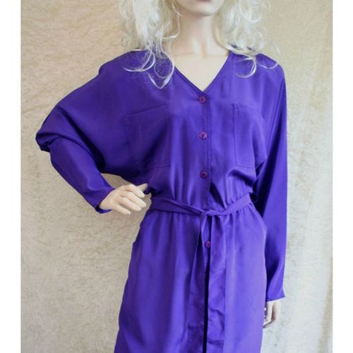 Vintage 1970 Purple Dolman Sleeve Dress Size 12 uk