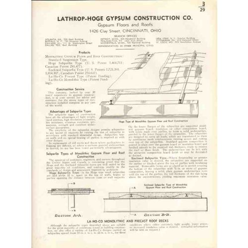 lathrop-hoge gypsum construction co 1938 floors roofs vintage catalog