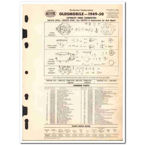 rochester carburetors 1949-50 oldsmobile auto choke vintage manual