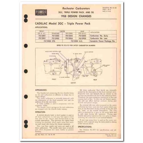 rochester carburetors 1958 triple 2gc 2g design changes vintage manual