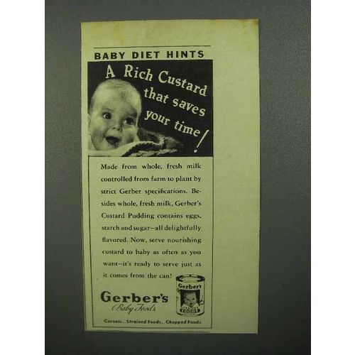 1944 Gerber's Baby Food Custard Pudding Ad